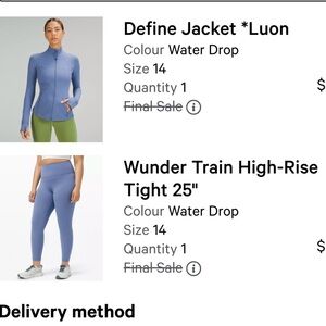 Lululemon define jacket AND wunder high rise tights